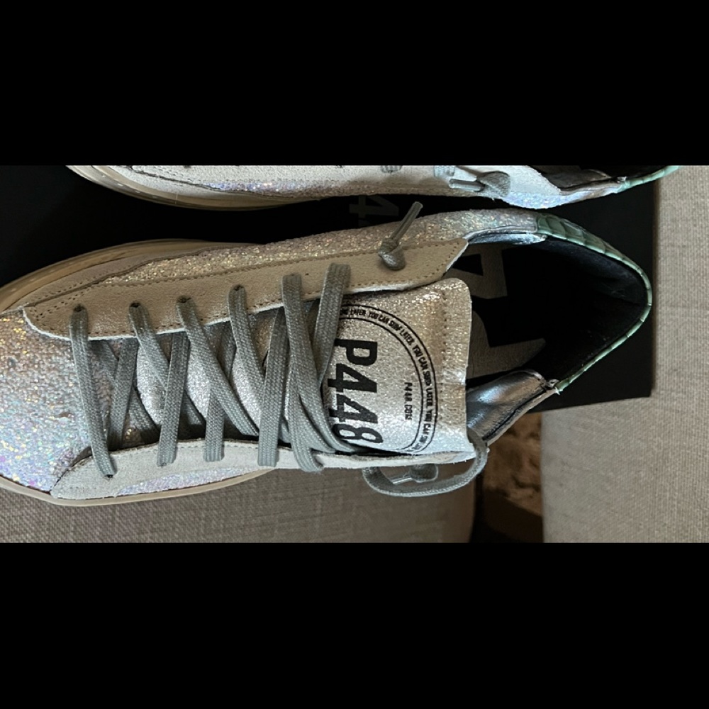 P448 low-top glitter sneakers
